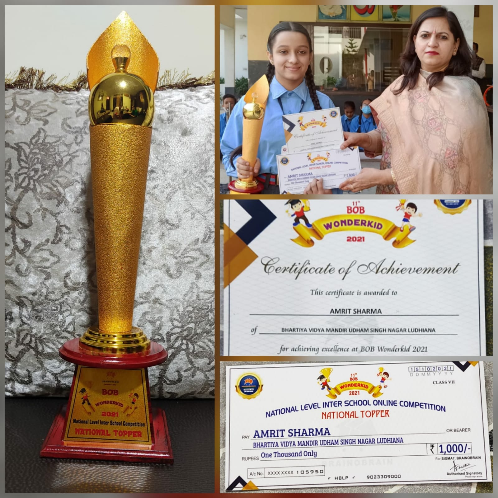 Bvmite got recognition as National  Topper in online National Level Inter School Competition